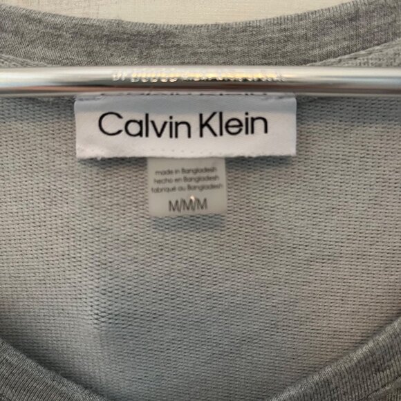 MEDIUM M Calvin Klein Womens Gray Drawstring Waist Jersey Knit Sleeveless Dress - Picture 2 of 6